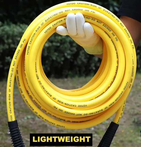 Miniatura 2 de YOTOO Manguera de aire híbrida de 3/8 pulgadas por 50 pies, 300 PSI, resistente y ligera, flexible para todo clima con accesorios de aire industrial