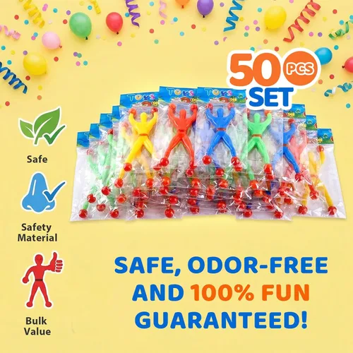 Miniatura 7 de Shindel 50 piezas de trepadores de pared elásticos para rellenos de fiesta de piñata, juego de juguetes pegajosos para hombre escalador, juguetes