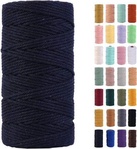 Miniatura 49 de Cordón de macramé gris rosado de 0.118 in x 109 yardas, cuerda de algodón colorido de algodón suave para colgar en la pared, colgar plantas