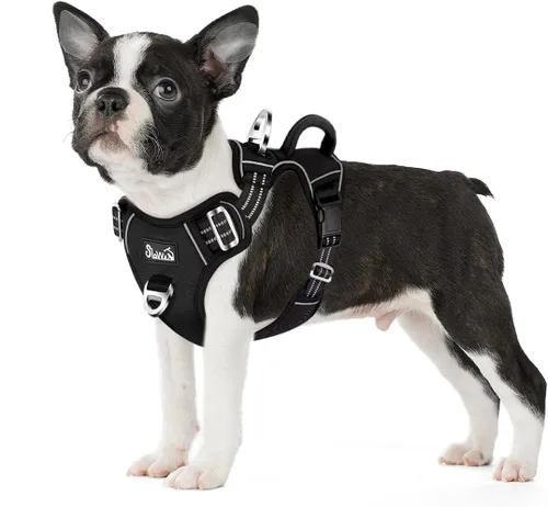Miniatura 37 de SlowTon Arnés para perro sin tirones, arnés resistente sin estrangulamiento para mascotas, con 2 clips para la correa y mango vertical de fácil