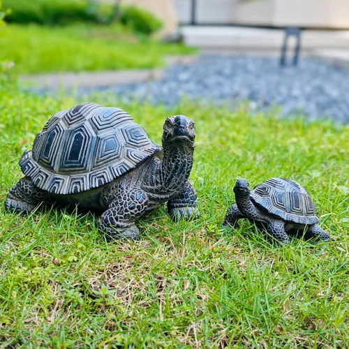 Estatua de tortuga para exteriores, 2 piezas, estatua de jardín de tortuga, decoración al aire libre, escultura, decoración de resina, patio, 2