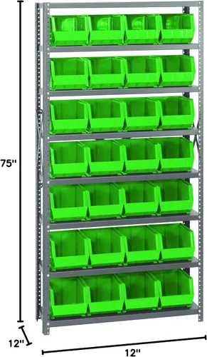 Miniatura 551 de Quantum QSBU-245BK Heavy Duty Shelving Unit with (7) Shelves and (24) QUS245 Black Bins for Garage Warehouse Storage Distribution 400 lb Load