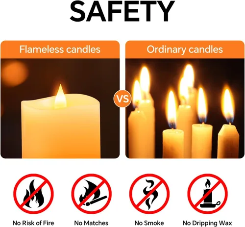 Miniatura 4 de Velas sin llama de 3 x 3 que funcionan con pilas con temporizador remoto, duran 600 horas, velas de batería parpadeantes, velas LED eléctricas