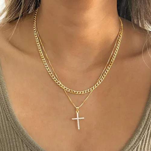 Miniatura 3 de VKME Juego de 45 piezas de joyería dorada para mujeres y niñas, aretes colgantes delicados, elegantes anillos de nudillos, pulseras y collares