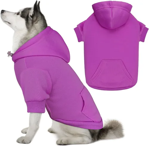Miniatura 8 de Suéteres para perros grandes, suéter con capucha para perro de vellón cepillado suave sólido, ropa para mascotas, sudadera con capucha para mascotas