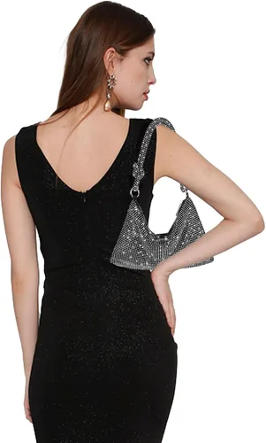 Miniatura 5 de Bolso de noche brillante con diamantes de imitación, bolso de mano plateado tipo clutch para mujeres, bolsos cruzados para fiesta, baile