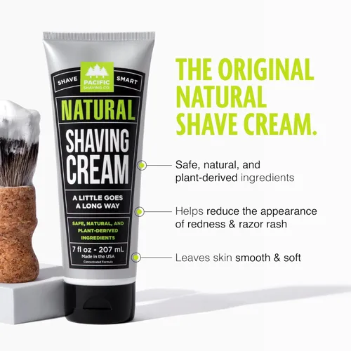Miniatura 2 de Pacific Shaving Company Crema de afeitar natural – Manteca de karité + crema de afeitar de vitamina E para pieles sensibles – Fórmula limpia
