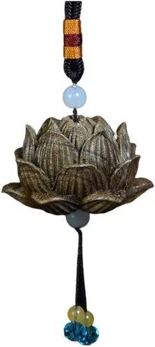 ULTNICE Colgante colgante de madera de loto para automóvil, 8.66 pulgadas, flor de loto, llavero para bolsa de coche, adorno decorativo para