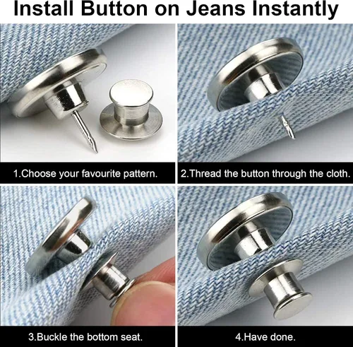Miniatura 5 de TOOVREN 8 juegos de botones para jeans sueltos, botones de repuesto instantáneos sin costura ni herramientas, ajustables para apretar la cintura