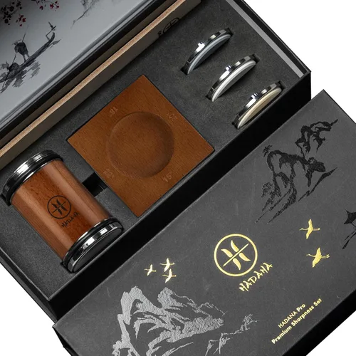 Miniatura 9 de HADANA Black Edition - Afilador de cuchillos rodante, fácil de usar, kit de afilador de cuchillos de 2 piedras de afilar con diamante #360