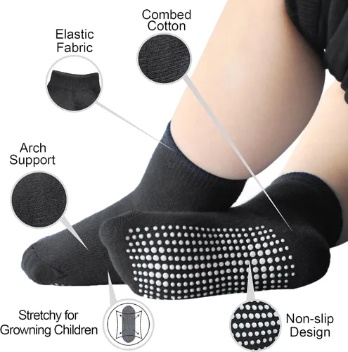 Miniatura 11 de EPEIUS Calcetines de bebé con empuñaduras para bebés y niños pequeños, calcetines antideslizantes de 6/12 pares