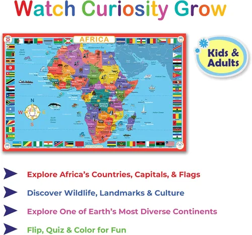 Miniatura 2 de Tot Talk Map of Africa Kids - Mantel individual educativo para niños, colección Part of Our World con actividades en la parte posterior, manteles