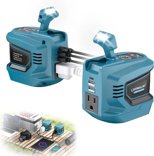 Miniatura 15 de Inversor de potencia real de 200W compatible con Ryobi 18V, inversor de batería DC 18V a AC 110-120V, generador de estación de energía LIVOWALNY