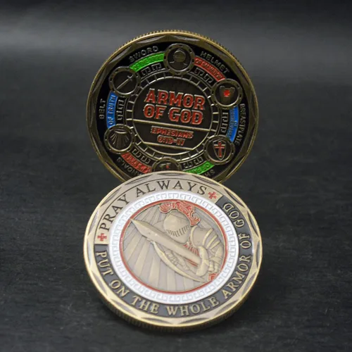 Miniatura 6 de Moneda de desafío de armadura de Dios, moneda de armadura completa de Dios
