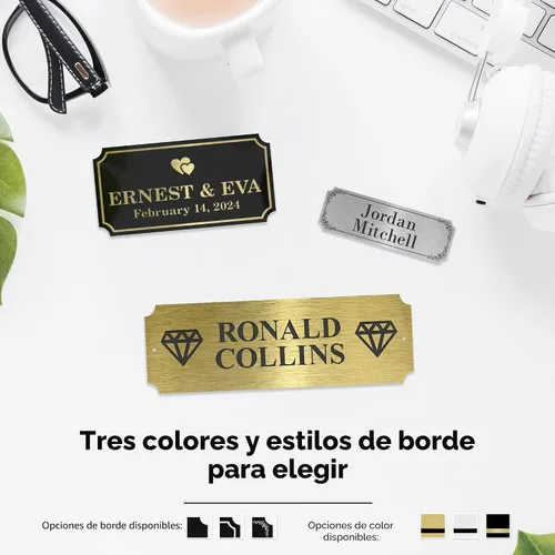 Miniatura 7 de Placa de identificación grabada, placa de trofeo personalizada de 1 x 3 pulgadas, marco de fotos, urna y placa de recuerdos, parte trasera adhesiva