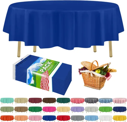 Miniatura 103 de Zimpleware - Mantel redondo de plástico para fiestas de 213 cm (84 pulgadas) de diámetro (paquete de 1, 6 y 12 unidades)