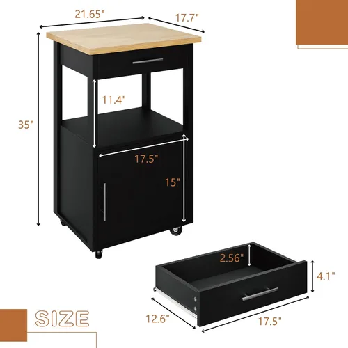 Miniatura 2 de JY QAQA Isla de cocina de 22" con ruedas con gabinete de almacenamiento, carrito de cocina con estantes, mango de carrito para toallero o movilidad