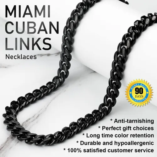 Miniatura 3 de Gargantillabrazalete con cadena de eslabones cubanos pesados para hombre, de acero inoxidable grueso chapado en oro de 14 quilates, disponible