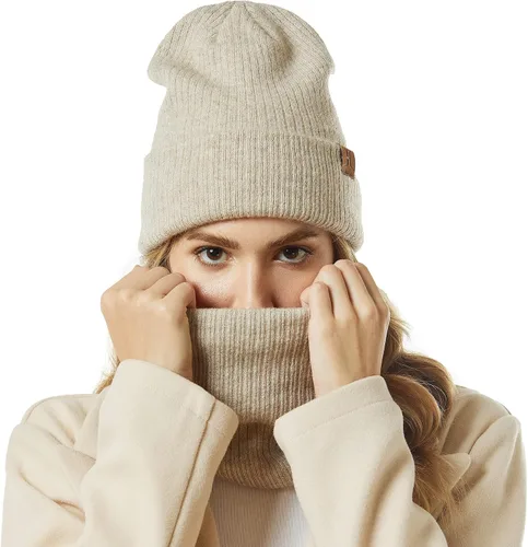 Miniatura 2 de Gorro de invierno para mujer, conjunto de calentador de cuello, gorro de punto cálido, bufandas infinitas para mujeres y hombres