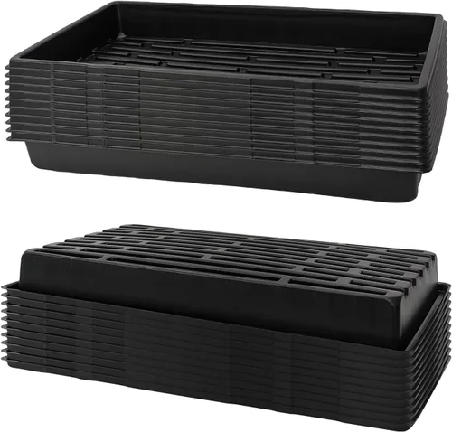 Miniatura 9 de RooTrimmer Paquete de 10 bandejas 1020, bandejas extragruesas y resistentes para iniciar semillas, sin agujeros, sin fugas, planos, reutilizables