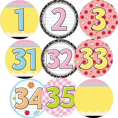 Miniatura 9 de Lincia 40 recortes numéricos de 1 a 35 recortes para tablón de anuncios y 5 tarjetas en blanco, números de calendario para el aula con 8 hojas