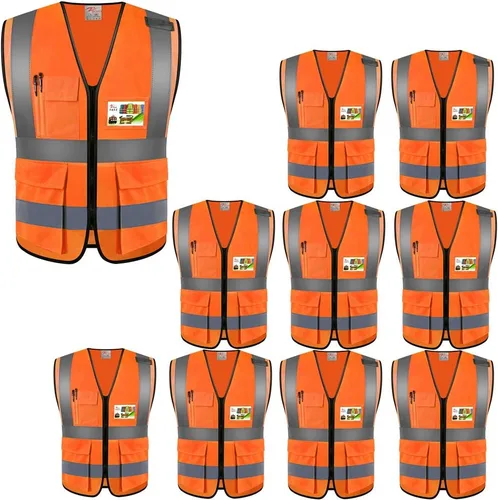 zojo Chalecos de seguridad de alta visibilidad con bolsillos, para trabajos al aire libre, ciclismo, correr, caminar, deportes, se adapta a hombres