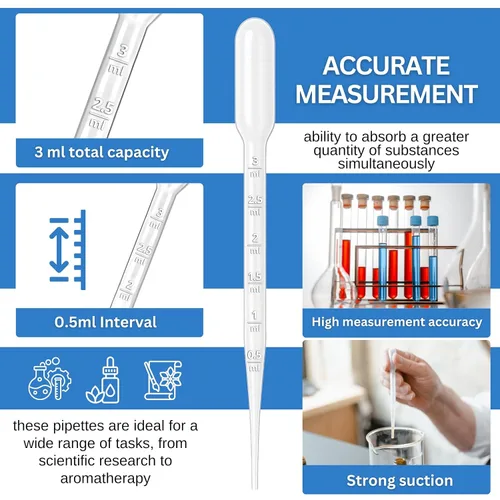 Miniatura 5 de Pipetas de transferencia de 0.1 fl oz, 500 unidades, cuentagotas de plástico desechables para aceites, manualidades y líquidos, herramientas