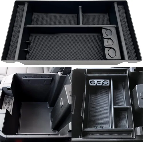 Bandeja organizadora de consola central se adapta a accesorios para GMC Sierra/Chevy Silverado 1500 2019-2022, Silverado/Sierra 2500 HD/3500 HD Negro