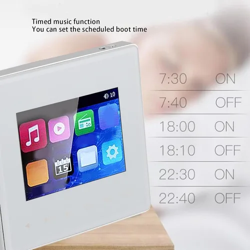 Miniatura 3 de Amplificador de pared inteligente Bluetooth con radio FM, pantalla táctil HD de 2.8 pulgadas, temporizador de encendido y apagado, compatible