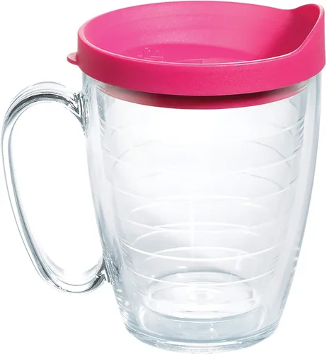 Taza de viaje Tervis de doble pared transparente y colorida con tapa fabricada en Estados Unidos, vaso aislado mantiene las bebidas frías y Tapa