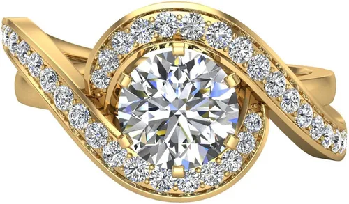 Miniatura 5 de Anillo de compromiso de diamantes entrelazados de 1,00 quilates con vástago trenzado de oro de 14 quilates - Certificado GIA