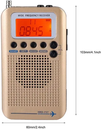 Miniatura 6 de Escáneres de receptor de radio multibanda, de mano, bandas de frecuencia: AIR FM AM CB SW VHF incorporado batería recargable Radio de viaje portátil