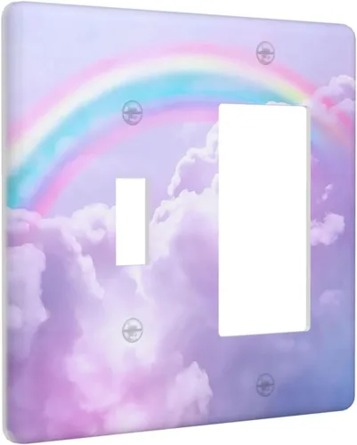Miniatura 67 de Rainbow in the Clouds - Placas de Pared de Doble Interruptor de 2 Posiciones, Panel de Arte Rosa, Cubierta de Interruptor de Luz, Placa Frontal Arco