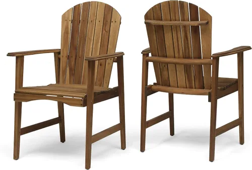 Great Deal Furniture - Sillas de comedor Adirondack de madera de acacia resistentes a la intemperie para Pascua, para exteriores, juego de 2 Natural
