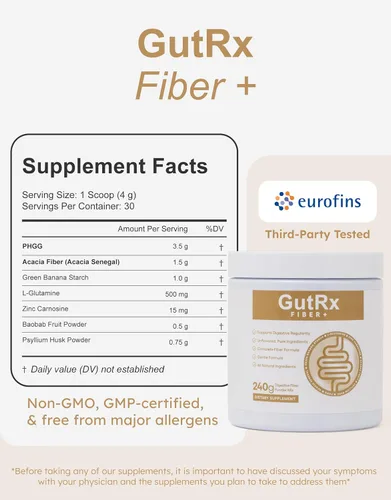 Miniatura 7 de Fiber+ Polvo de fibra prebiótica – Mezcla de fibra soluble e insoluble para apoyar la regularidad digestiva, microbiota intestinal y saciedad – Sin