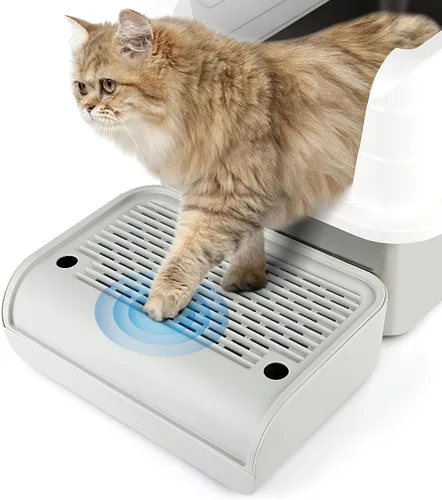 Miniatura 10 de Escalón para caja de arena, escalón para gatos, rampa, atrapador con función de filtro, fácil de limpiar, ideal para gatitos y gatos ancianos (negro)
