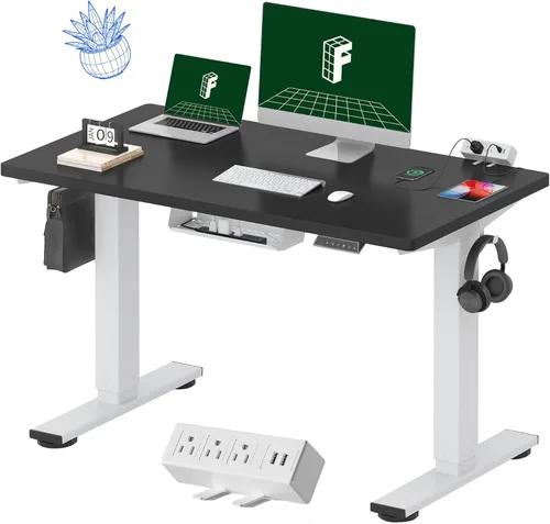 Miniatura 21 de FLEXISPOT EN2 Escritorio de pie de una pieza completa con regleta de alimentación de abrazadera, escritorio eléctrico de altura ajustable de 40 x 24