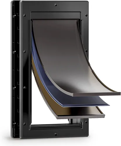 Puerta de perro con 3 solapas, puerta grande para perros, puerta para perros para instalar en puertas o paredes interiores y exteriores, capa de