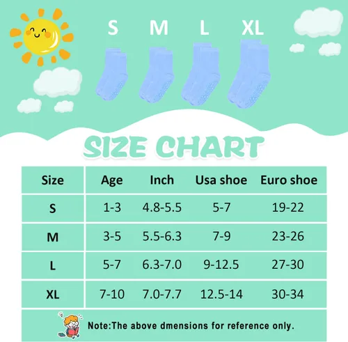 Miniatura 6 de Calcetines para niños pequeños, 15 pares de calcetines antideslizantes para niños pequeños y niñas, calcetines de media para 1-10 años