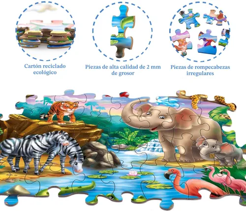 Miniatura 4 de Rompecabezas para niños de 4 a 8 años – 2 x 60 piezas rompecabezas para niños de 3 a 5 6 a 8 años – Juguete para aprender animales del océano