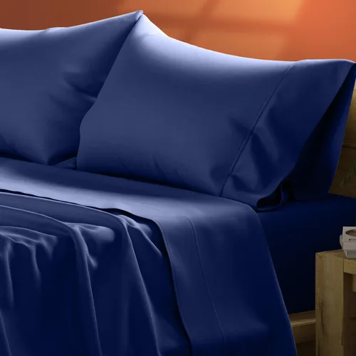 Miniatura 50 de TEXAS LINEN CO. Juego de sábanas de algodón egipcio Split King - 600 número de hilos, 5 piezas, sábanas blancas para cama ajustable, fibra 19: Raya