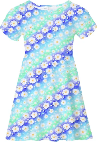 Miniatura 20 de Vestidos para niñas con estampado lindo, de manga corta, vestidos casuales de verano para niñas de 4 a 10 años