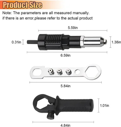Miniatura 2 de Kit de adaptador de pistola de remache Pop, taladro eléctrico sin cable con accesorios de remache, con 4 cabezas de remache de 2.4mm, 3.2mm, 4.0mm
