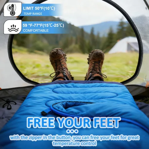 Miniatura 6 de Oaskys - Saco de dormir para acampar, para 3 estaciones, clima cálido y fresco, verano, primavera, otoño, ligero, resistente al agua, para adultos