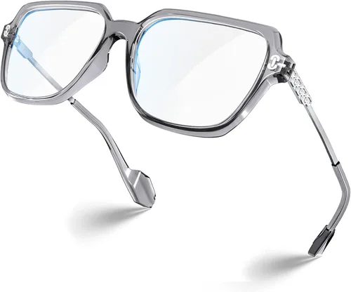 Miniatura 18 de VISOONE - Paquete de 2 anteojos de bloqueo de luz azul de gran tamaño con elegante marco cuadrado TR90 y patillas metálicas para mujeres y hombres