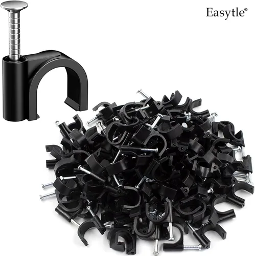 Miniatura 4 de Easytle Abrazaderas de cable de plástico, 100 clips de cable de 0.394 pulgadas, clips de cable coaxial, clips de cable coaxial, clips de cable