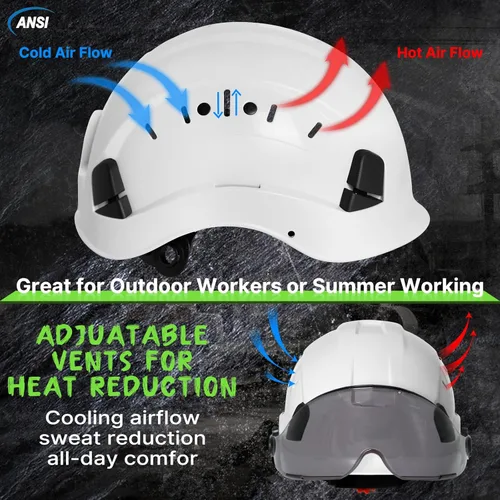 Miniatura 4 de AOLAMEGS Casco de seguridad de construcción – Casco de seguridad aprobado por ANSI Z89.1 con visera y 50 calcomanías para casco duro deslizante Un