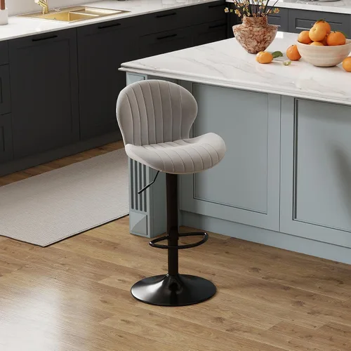Miniatura 21 de Youhauchair - Juego de 2 taburetes de bar modernos, de terciopelo con altura ajustable y giratorios, sillas de isla de cocina sin brazos con Azul