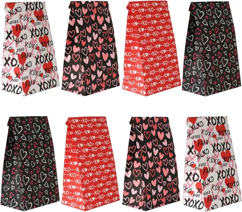 Bolsas de San Valentín de Haobell - 24 piezas de bolsas de regalo de San Valentín con pegatinas para fiestas en el aula, niños, compañeros de