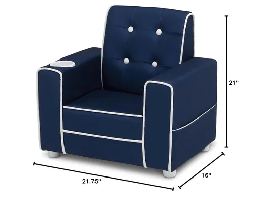Miniatura 3 de Delta Children - Silla tapizada para niños Chelsea con portavasos, azul marino